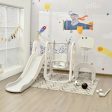 6 in 1 Toddler Slide and Swing Set with Ball Games-White For Discount