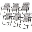 6 Pieces Folding Beach Chair Camping Lawn Webbing Chair-Brown Sale