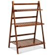 3 Tier Folding Bamboo Flower Shelf -Brown Hot on Sale