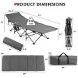 Folding Retractable Travel Camping Cot with Mattress and Carry Bag-Gray Discount