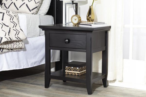 24  Black One Drawer Nightstand Discount