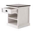 Distressed White and Deep Brown Nightstand With Shelves Online Sale