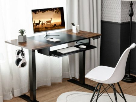 48 Inch Electric Sit to Stand Desk with Keyboard Tray-Black Supply