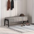 Modern Chenille Storage Bench with Solid Rubber Wood Legs-Gray For Discount