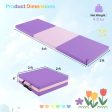 6 x 2 FT Tri-Fold Gym Mat with Handles and Removable Zippered Cover-Pink & Purple For Discount