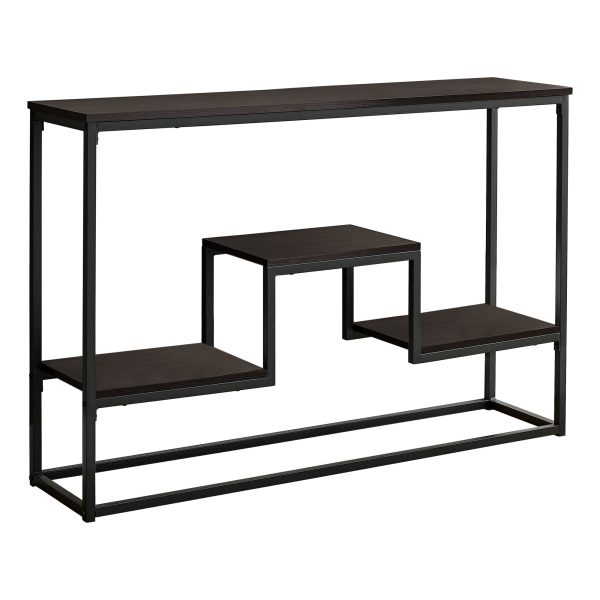 48  Brown and Black Frame Console Table With Shelves Online now