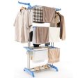 4-tier Folding Clothes Drying Rack with Rotatable Side Wings-Blue Online Sale