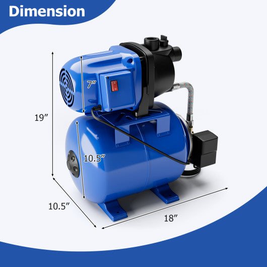 1200 W Garden Water Pump Shallow Well Pressurized Irrigation-Blue Online now