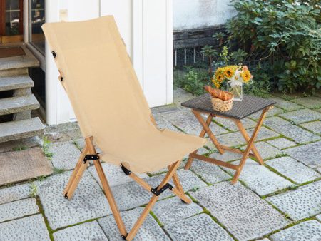 Bamboo Folding Camping Chair with 2-Level Adjustable Backrest-Natural Online Hot Sale