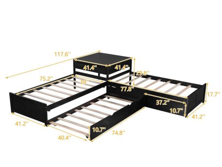 Espresso Wood Twin Bed Frame with Trundle For Discount