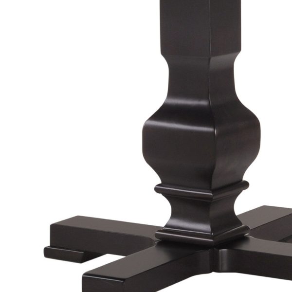 47  Black Rounded Solid Wood Pedestal Base Dining Table on Sale