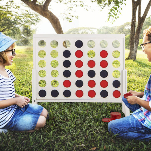 Wooden 4-in-a-row Game Set with 42 PCS Chips and 600D Oxford Fabric Carrying Bag-White For Cheap