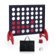 Wooden 4-in-a-row Game Set with 42 PCS Chips and 600D Oxford Fabric Carrying Bag-Blue Online Sale