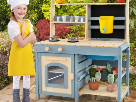 2-In-1 Outdoor Mud Kitchen with Faucet and Extra Chalkboard Fashion