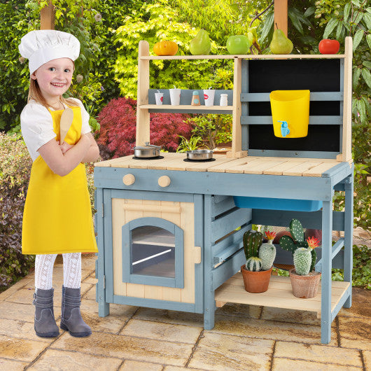 2-In-1 Outdoor Mud Kitchen with Faucet and Extra Chalkboard Fashion