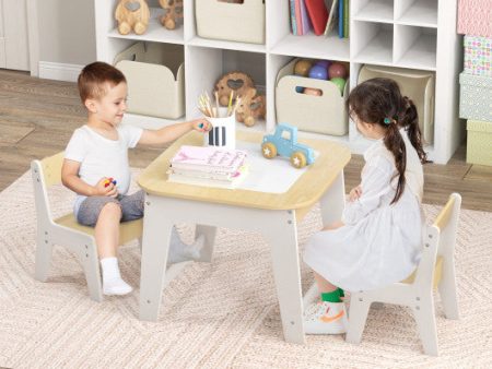 Kid s Table and Chairs Set with Double-sized Tabletop-Natural Sale