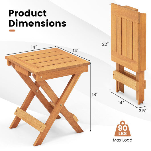 14 Inch Compact Folding Side Table with Slatted Tabletop For Cheap