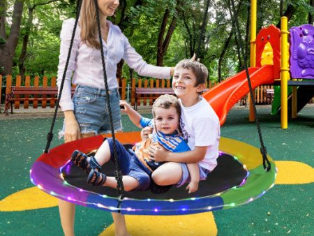 40 Inches Saucer Tree Swing for Kids and Adults-Multicolor Fashion