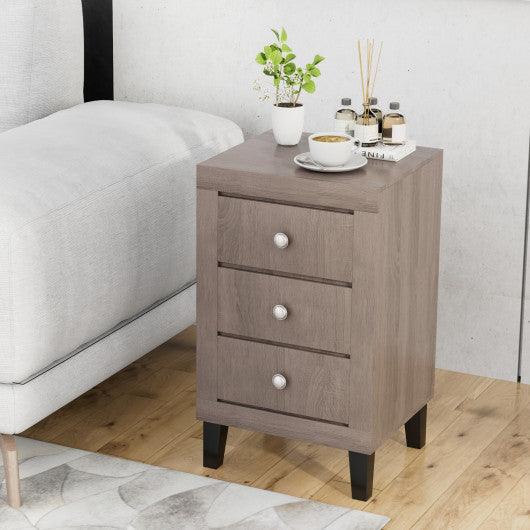 Modern Nightstand with 3 Drawers for Bedroom Living Room-Gray For Discount