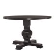 47  Black Rounded Solid Wood Pedestal Base Dining Table on Sale