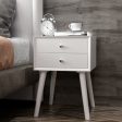 Wooden Nightstand Mid-Century End Side Table with 2 Storage Drawers-White Online