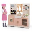 Kids Kitchen Playset with Microwave and Coffee Maker for Ages 3+-Pink Online