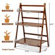 3 Tier Folding Bamboo Flower Shelf -Brown Hot on Sale