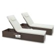 Patio Chaise Lounge Set of 2 with Backrest Seat Cushion and Headrest-Off White Sale