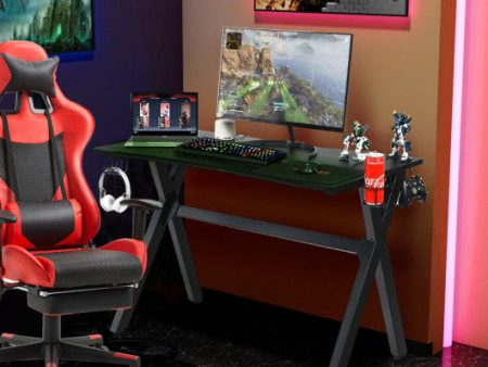 Ergonomic Gaming Desk with Mousepad and Cup Headphone Holder Online Sale