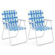 2 Pieces Folding Beach Chair Camping Lawn Webbing Chair-Blue For Discount