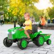 12V Kids Ride On Tractor with Trailer and Remote Control-Green Online Sale