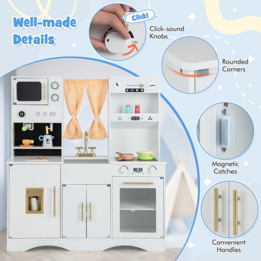 Kids Kitchen Playset with Microwave and Coffee Maker for Ages 3+-White For Discount