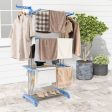 4-tier Folding Clothes Drying Rack with Rotatable Side Wings-Blue Online Sale