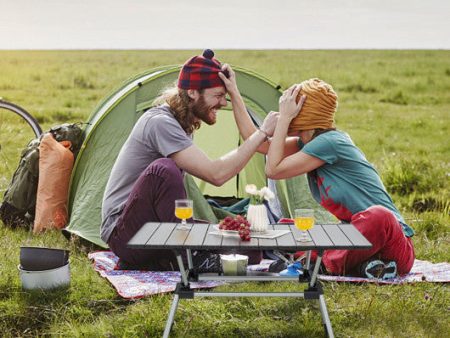 Folding Heavy-Duty Aluminum Camping Table with Carrying Bag-Silver Online