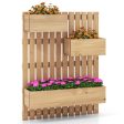 3-Box Wooden Raised Garden Bed with Trellises and Fabric Liners-Natural For Sale