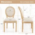 Rubber Wood Kitchen French Dining Chair Set of 2 with Sponge Padding and Round Backrest-Beige Online