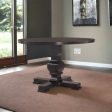 47  Black Rounded Solid Wood Pedestal Base Dining Table on Sale