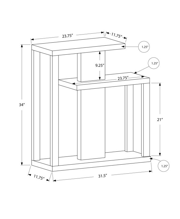 32  Taupe Free form Floor Shelf Console Table With Storage For Discount