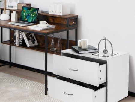 2-Drawer Stackable Horizontal Storage Cabinet Dresser Chest with Handles-White Online Hot Sale