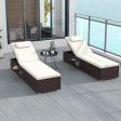 Patio Chaise Lounge Set of 2 with Backrest Seat Cushion and Headrest-Off White Sale