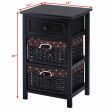 3 Tier Set of 2 Wood Nightstand with 1 and 2 Drawer -Black Online