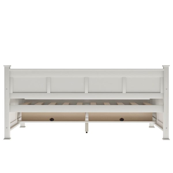 White Cross Back Wood Twin With Two Drawers Bed Frame Online Hot Sale