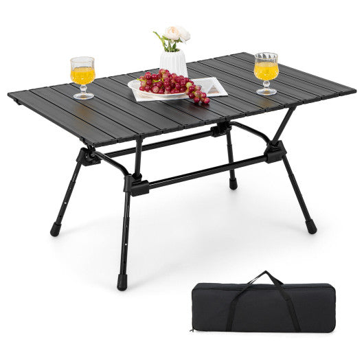 Folding Heavy-Duty Aluminum Camping Table with Carrying Bag-Black Online Sale