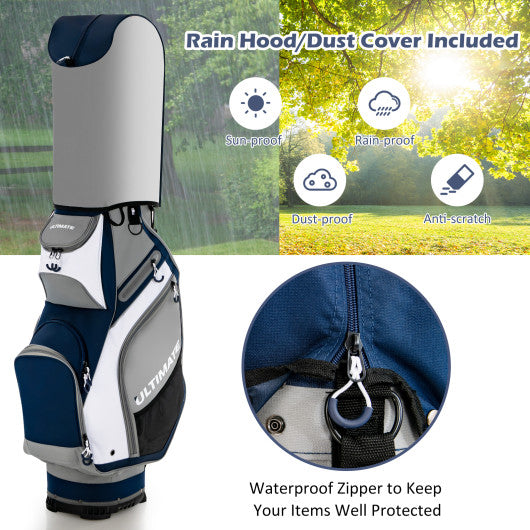 10.5 Inch Golf Stand Bag with 14 Way Full-Length Dividers and 7 Zippered Pockets-Navy Online Sale