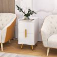 Nightstand Side Tables with 2 Drawers and 2 USB Ports-White Fashion