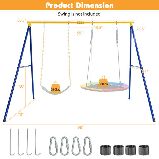 660 LBS Extra-Large A-Shaped Swing Stand with Anti-Slip Footpads-Yellow Hot on Sale