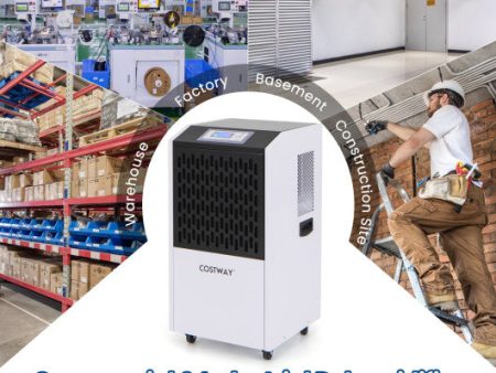 250 Pints Commercial Dehumidifier with Drain Hose Large Spaces up to 8500 Sq.Ft-White Sale