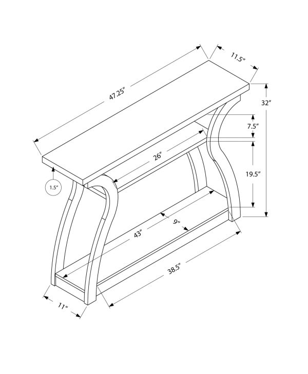 47  Espresso Floor Shelf Console Table With Storage For Discount