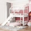 White Twin Over Twin PlayHouse Perpendicular Bunk Bed with Slide Sale