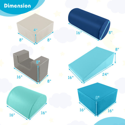 6 Pieces Foam Climbing Blocks Indoor Climb and Crawl Activity Playset with Rectangles-Navy Fashion